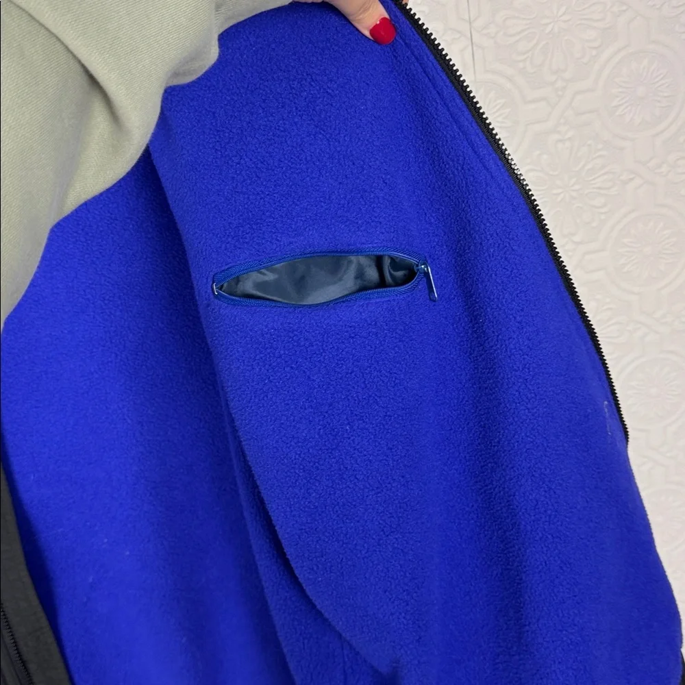 Vintage LL‎ Bean Warm Up Jacket Black Blue Fleece Lined Mens XL Tall zip Outdoor